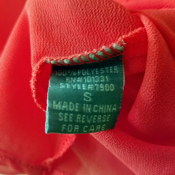 Red/orange sheer long sleeve top - Picture 6 of 6